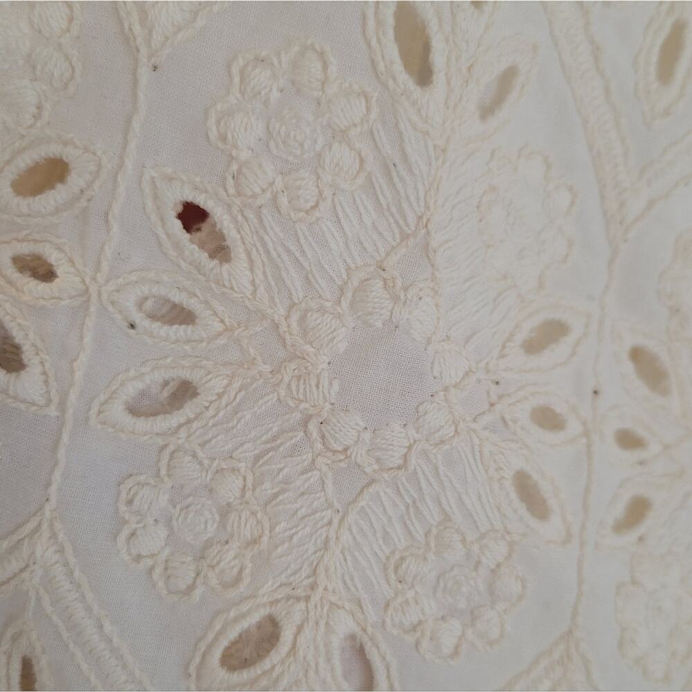 Sezane Cream White Floral Mini Louison Eyelet Embroidered Dress in Ecru Size 34 - Picture 9 of 16